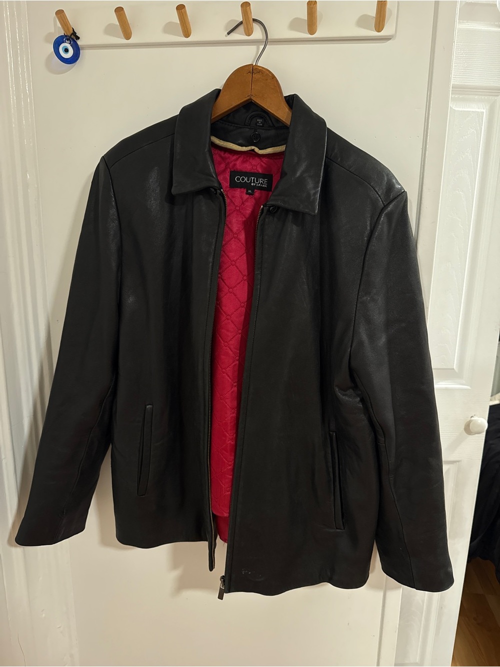 Leather jacket with liner